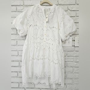 Anthropologie White Eyelet Mini Dress NWT